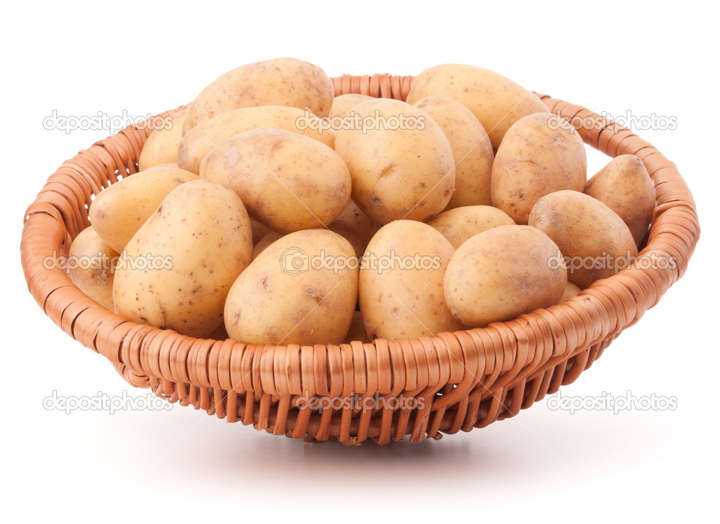 Potato tuber in wicker basket