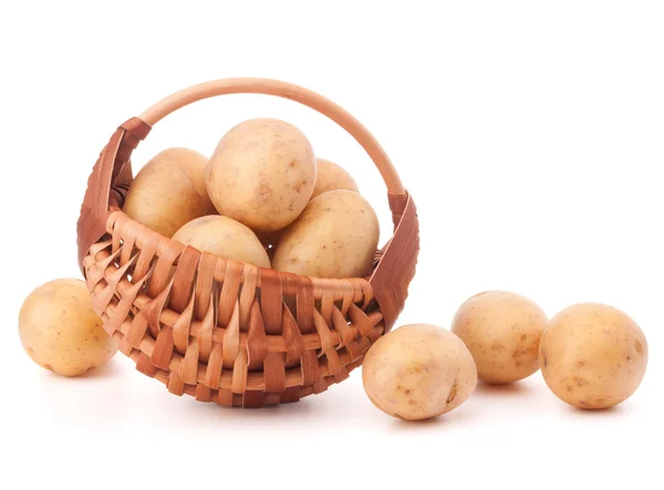 Potato tuber  in wicker basket — Stock Photo, Image