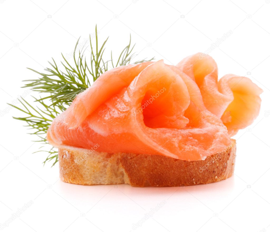 Sandwich or canape with salmon
