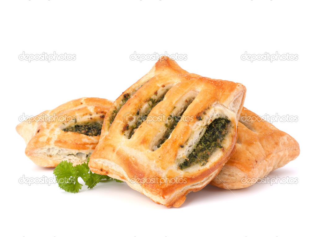 Puff pastry bun isolated on white background. 
