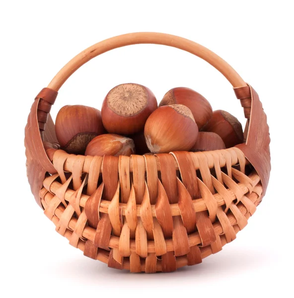 Hazelnuts in basket — Stock Photo, Image