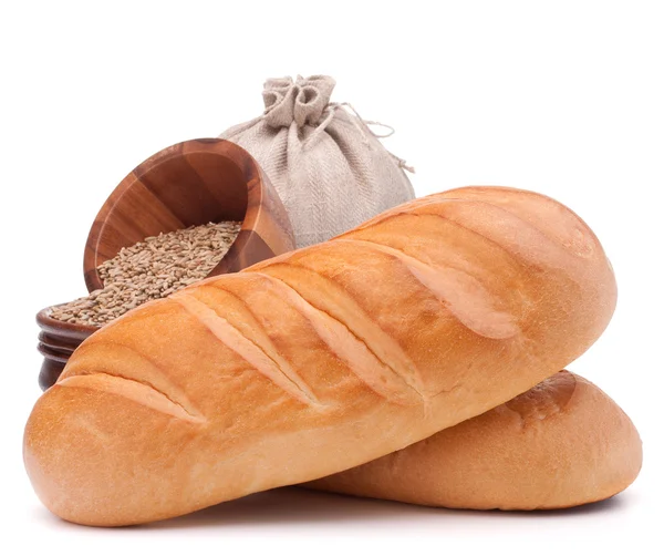 Brot, Mehlsack und Getreide — Stockfoto