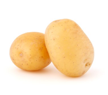 yeni patates yumrular üzerinde beyaz bir arka plan kesme izole