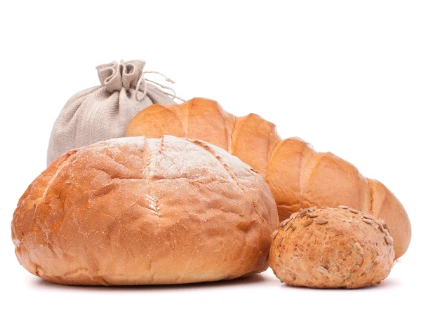 Taze ekmek ve un çuvalı — Stok fotoğraf