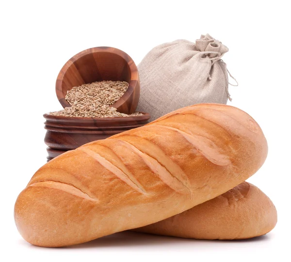 Pain, sac de farine et grain — Photo