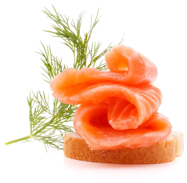 Panino o tartina con salmone — Foto Stock