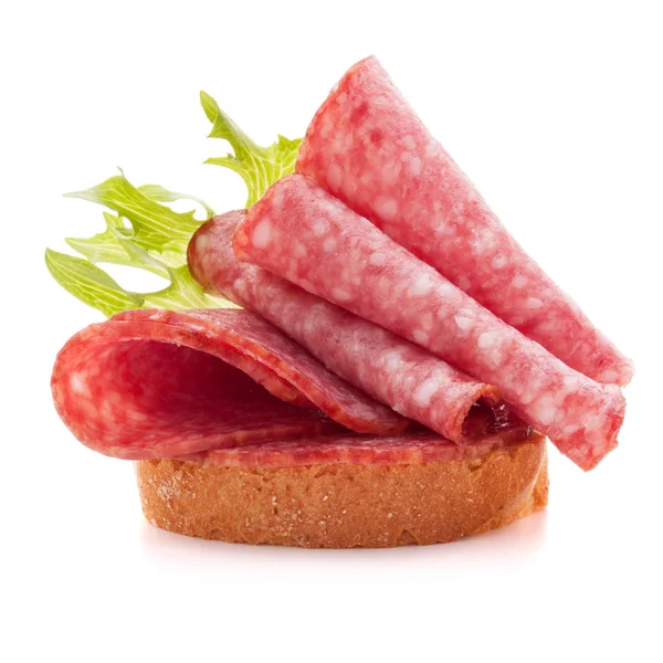 Sandwich with salami — Stock Photo, Image