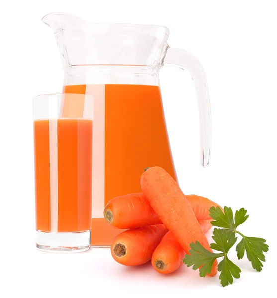 Carrot juice glass jug — Stock Photo, Image