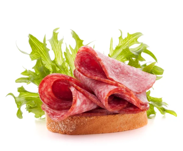 Sandwich with salami sausage — Stock Photo, Image