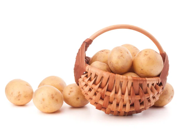 Potato tuber in wicker basket — Stock Photo, Image