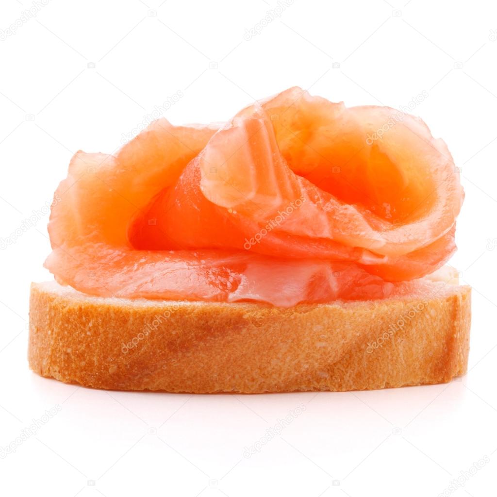 Sandwich or canape with salmon