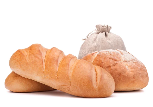 Frisches Brot und Mehlsack — Stockfoto