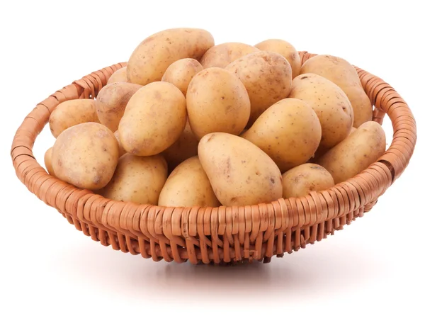 Potato tuber  in wicker basket — Stock Photo, Image