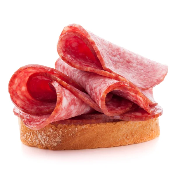 Sandwich with salami sausage — Stock Photo, Image