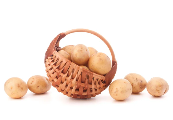 Potato tubers  in wicker basket — Stock Photo, Image