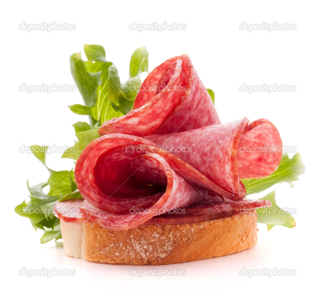 Sandwich with salami sausage