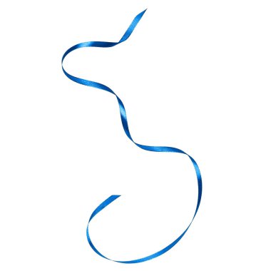 Beyaz arka plan üzerinde izole mavi renkte parlak saten kurdele yakın çekim