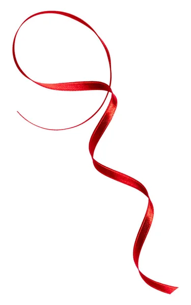 Shiny Satin Ribbon Red Color Isolated White Background Close — Stock Photo, Image