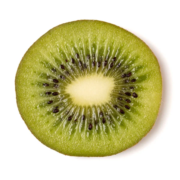 Jeden Kawałek Owoców Kiwi Izolowane Białym Tle Zbliżenie Kiwi Plasterek — Zdjęcie stockowe