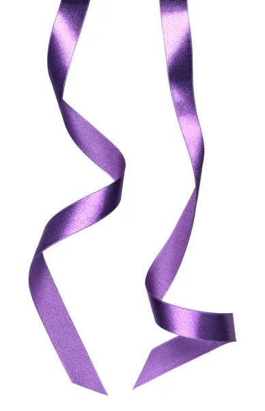 Shiny Satin Ribbon Lavender Color Isolated White Background Close Ribbon — Stock Photo, Image