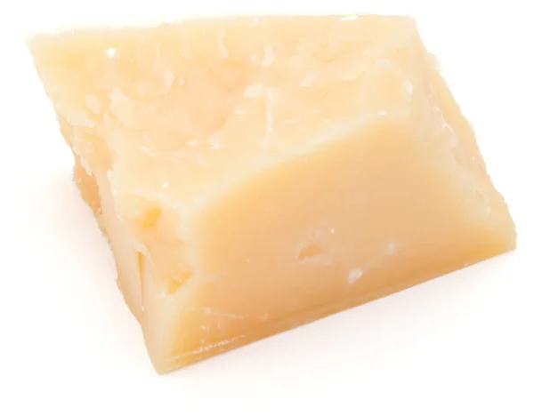 Ένα Κομματάκι Τυρί Παρμεζάνα Που Απομονώνονται Λευκό Φόντο Cutout — Φωτογραφία Αρχείου