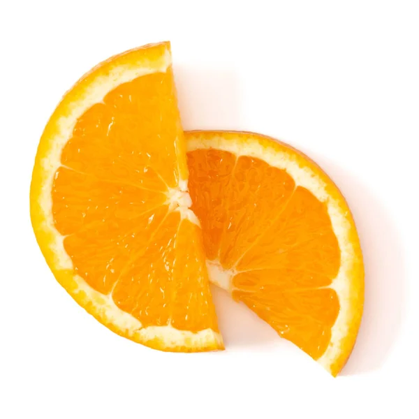 Orange Frukt Skiva Isolerad Vit Bakgrund Närbild Mat Bakgrund Platt — Stockfoto
