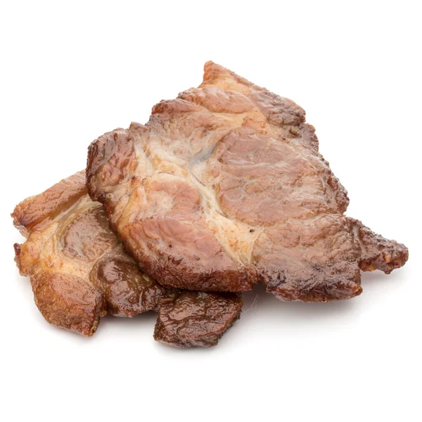 Μαγειρεμένο Κρέας Τηγανητό Χοιρινό Που Απομονώνονται Λευκό Φόντο Διακοπής — Φωτογραφία Αρχείου