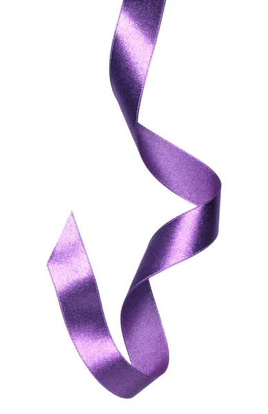 Shiny Satin Ribbon Lavender Color Isolated White Background Close — Stock Photo, Image