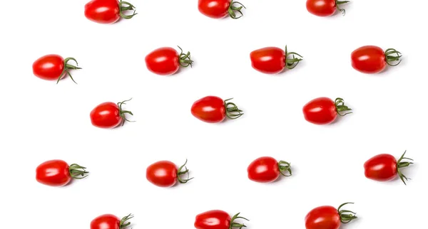 Wzór Jedzenie Pomidor Białym Tle Żółtym Tle Widok Płaski Świeckich — Zdjęcie stockowe