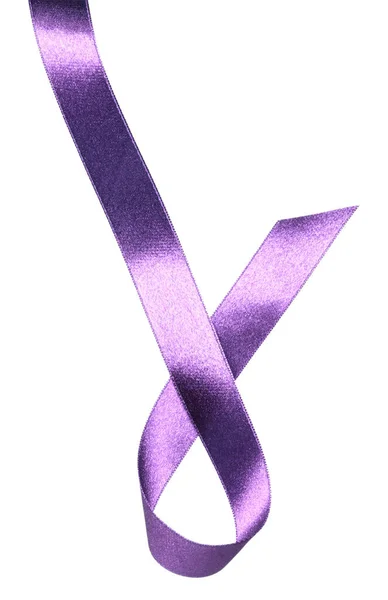 Shiny Satin Ribbon Lavender Color Isolated White Background Close Ribbon — Stock Photo, Image