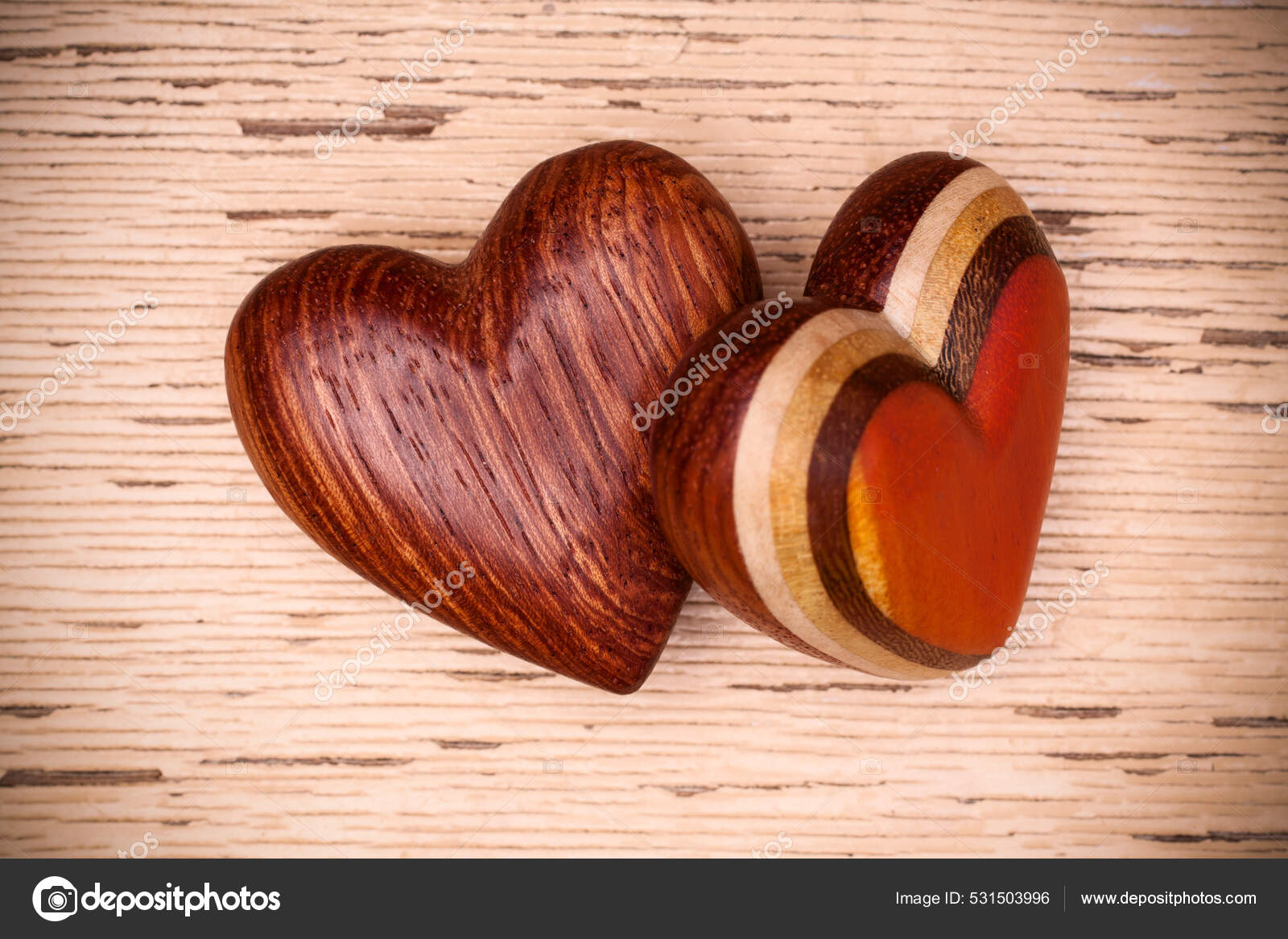 Two Wooden Hearts Rustic Wood Background Valentines Days Concept Love Stock  Photo by ©natika 531503996