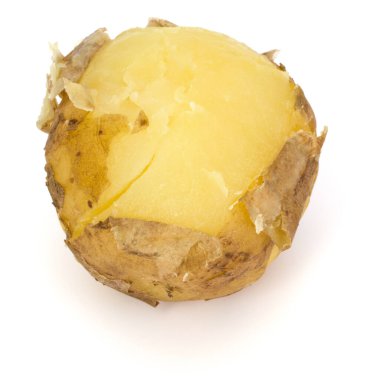 bir beyaz arka plan kesme izole soyulmuş patates haşlanmış