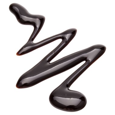 Çikolata şurubu izole üzerinde beyaz arka plan damla. Üstten Görünüm.