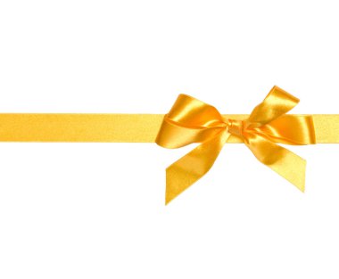 Festival altın hediye şerit ve üzerinde beyaz arka plan kesme izole yay