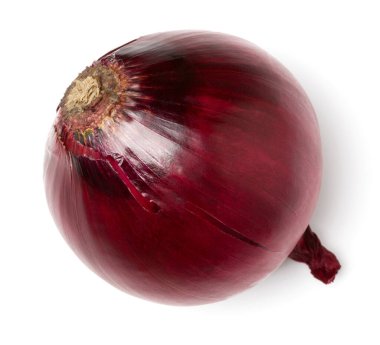 kırmızı Soğan beyaz arka plan üzerinde izole. Üst görünüm, düz yatıyordu.