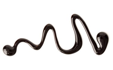 Çikolata şurubu izole üzerinde beyaz arka plan damla. Üstten Görünüm.