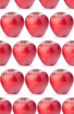 beyaz arka plan üzerinde izole kırmızı elma. Dikişsiz gıda deseni.