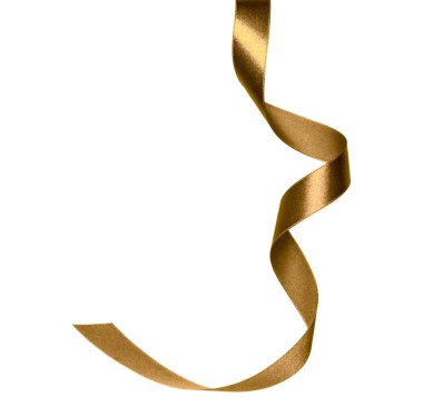 Beyaz arka plan üzerinde izole kahverengi renkte parlak saten kurdele kapatın. Dekorasyon için kurdele resmi.