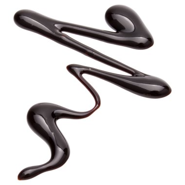 Çikolata şurubu izole üzerinde beyaz arka plan damla. Üstten Görünüm.