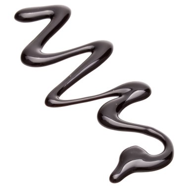 Beyaz arkaplanda izole edilmiş çikolata şurubu damlası