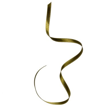 Beyaz arka plan üzerinde izole yeşil renkte parlak saten kurdele. Dekorasyon için kurdele resmi.