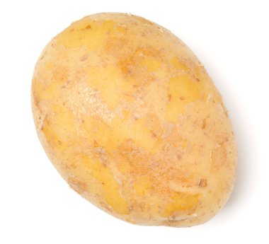 patates beyaz arka plan üzerinde izole. Üst görünüm, düz yatıyordu.