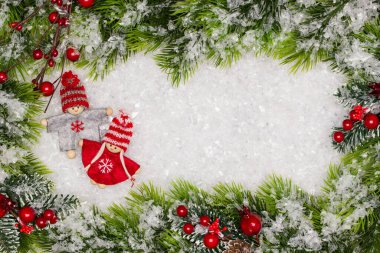 Noel tebrik kartı. Kopya alanı ile Noel sınır. Noel şenlikli arka plan. Yeni yıl sembolü. Çocuklar tema oyun.