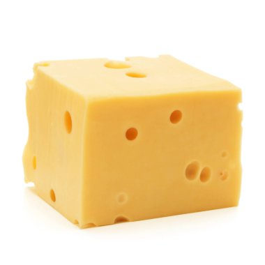 Beyaz arka plan kesme izole peynir blok.