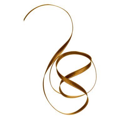 Beyaz arka plan üzerinde izole kahverengi renkte parlak saten kurdele kapatın. Dekorasyon için kurdele resmi.