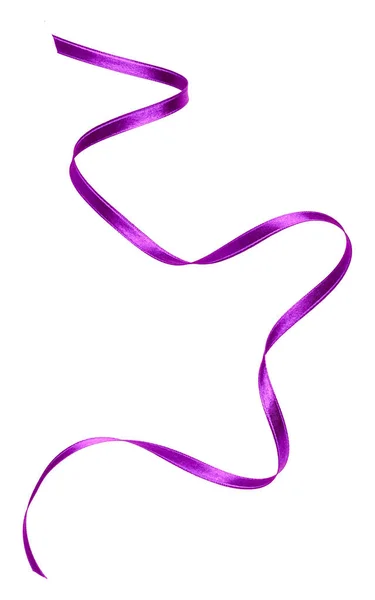 Shiny Satin Ribbon Lavender Color Isolated White Background Close Ribbon — Stock Photo, Image