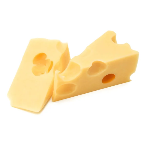 一小块奶酪 在白色背景切口查出的奶酪块 — 图库照片