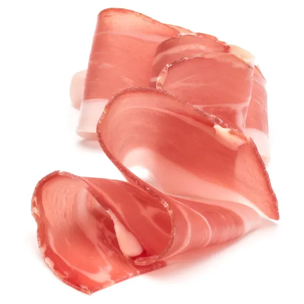 Włoski Prosciutto Crudo Lub Jamon Surowa Szynka Izolacja Białym Tle — Zdjęcie stockowe