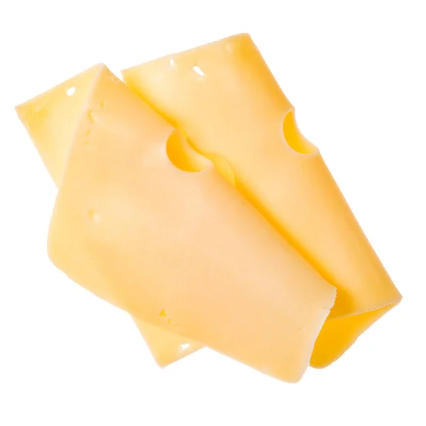 白を基調としたチーズスライス2枚 最上階だ 平置きだ 空気中のチーズスライス 影なし — ストック写真