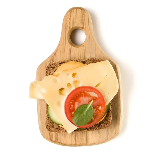 Açık Yüzlü Peynir Sandviç Kanepe Veya Crostini Beyaz Arka Plan — Stok fotoğraf